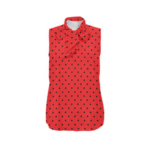 Load image into Gallery viewer, Watermelon Dots Women's Bow Tie V-Neck Sleeveless Shirt (Model T69)