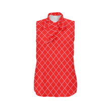 Load image into Gallery viewer, Watermelon red Women's Bow Tie V-Neck Sleeveless Shirt (Model T69)