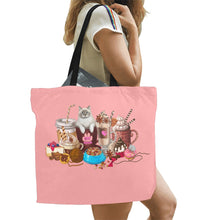 Load image into Gallery viewer, cat mom coffee and lattes sublimation All Over Print Canvas Tote Bag/Large (Model 1699)