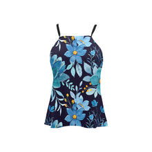 Load image into Gallery viewer, Watercolor Blues Loose Fit Halter Neck Top (Model T68)