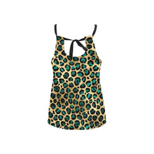 Load image into Gallery viewer, Teal and Gold leopard Loose Fit Halter Neck Top (Model T68)