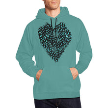 Load image into Gallery viewer, Black and Teal - Cheetah All Over Print Hoodie for Unisex  (USA Size) (Model H13)