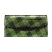 Load image into Gallery viewer, Green Plaid Distress Women's Flap Wallet (Model 1707)