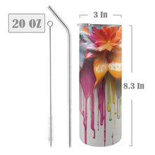 Load image into Gallery viewer, Dripping Flowers 20oz Tall Skinny Tumbler with Lid and Straw