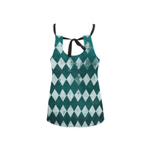 Load image into Gallery viewer, Teal & White Vintage Loose Fit Halter Neck Top (Model T68)