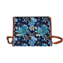 Load image into Gallery viewer, Blue Floral Waterproof Canvas Bag-Brown (All Over Print) (Model 1641)