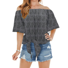 Load image into Gallery viewer, Great Grey Off Shoulder Knot Front Blouse (Model T71)