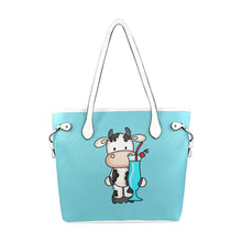 Load image into Gallery viewer, Moozer Blue Clover Canvas Tote Bag (Model 1661)