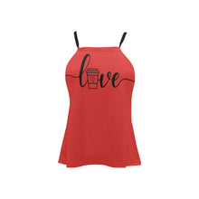 Load image into Gallery viewer, coffee love Loose Fit Halter Neck Top (Model T68)
