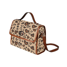 Load image into Gallery viewer, Heart Leopard Waterproof Canvas Bag-Brown (All Over Print) (Model 1641)