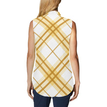 Load image into Gallery viewer, Yellow Beauty Women's Bow Tie V-Neck Sleeveless Shirt (Model T69)