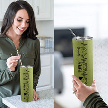 Load image into Gallery viewer, Cat heartbeat 20oz Tall Skinny Tumbler with Lid and Straw