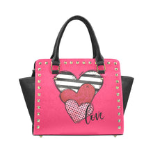 Load image into Gallery viewer, LOVEStripedHeart Rivet Shoulder Handbag (Model 1645)