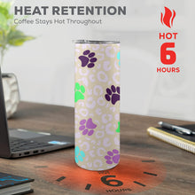Load image into Gallery viewer, Paw Print 20oz Tall Skinny Tumbler with Lid and Straw