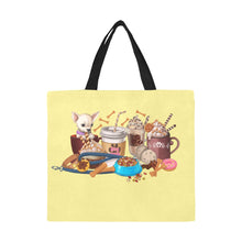 Load image into Gallery viewer, Dog mom coffee and lattes All Over Print Canvas Tote Bag/Large (Model 1699)