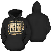 Load image into Gallery viewer, Boss Babe Black Gold All Over Print  Hoodie for Unisex  (USA Size) (Model H13)