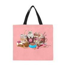 Load image into Gallery viewer, cat mom coffee and lattes sublimation All Over Print Canvas Tote Bag/Large (Model 1699)