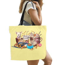 Load image into Gallery viewer, Dog mom coffee and lattes All Over Print Canvas Tote Bag/Large (Model 1699)