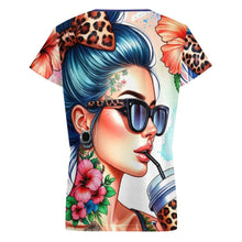 Load image into Gallery viewer, Women Bright V-Neck Short Sleeve T-Shirt V-neck short sleeve T-shirt
