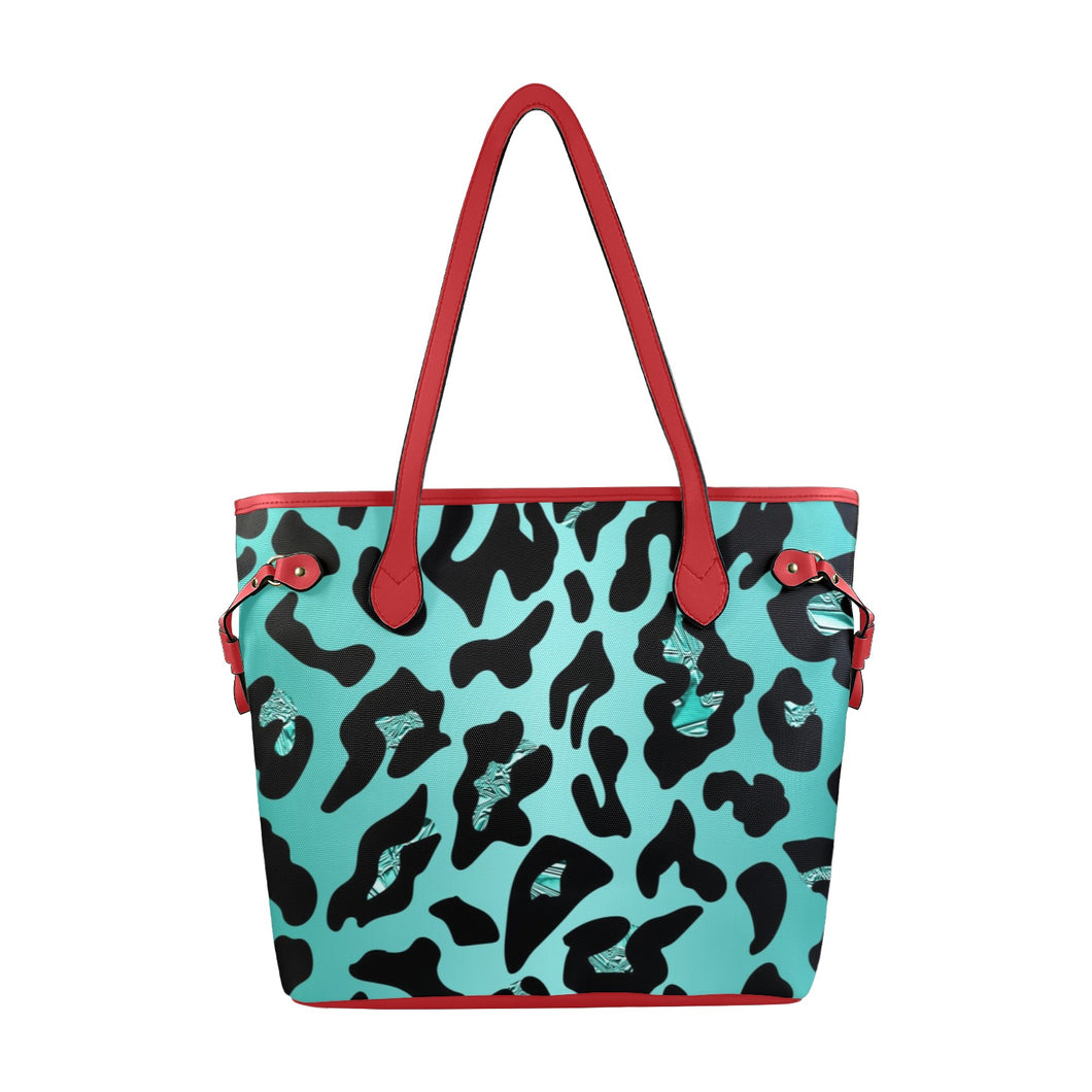 Wild Safari Turquoise Clover Canvas Tote Bag (Model 1661)