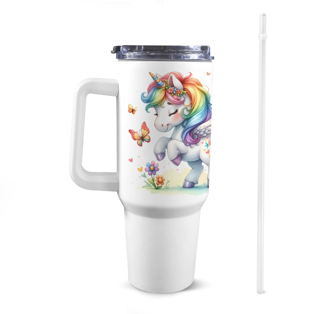 Unicorn 40oz Tumbler with White Handle