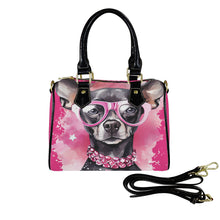 Load image into Gallery viewer, Pink Glam Dog Boston Handbag-Black Handle (Model 1746)
