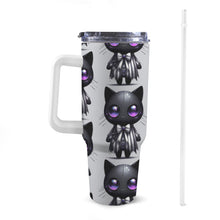 Load image into Gallery viewer, Gothic Cat 40oz Tumbler with White Handle
