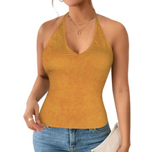 Load image into Gallery viewer, Golden  Women&#39;s V-Neck Halter Top (Model T83)
