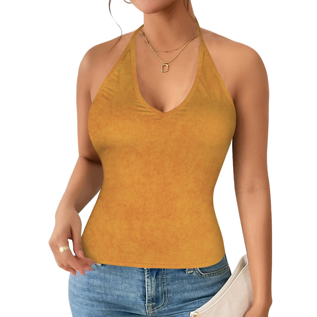 Golden  Women's V-Neck Halter Top (Model T83)