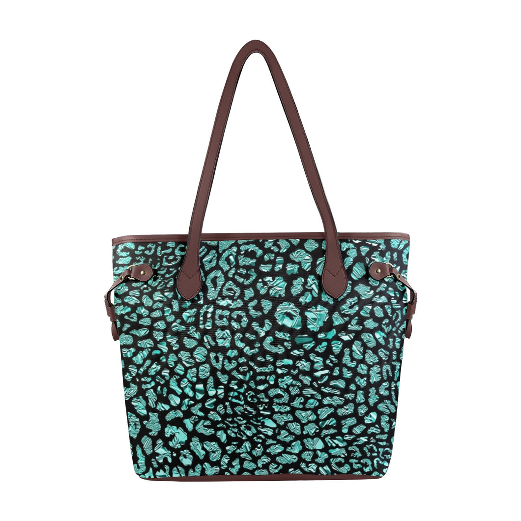 Wild Safari Turquoise Clover Canvas Tote Bag (Model 1661)