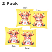 Load image into Gallery viewer, Cute Highland Cow with popcorn Custom Zippered Pillow Cases 18&quot;x 18&quot; (Twin Sides) (Set of 2)
