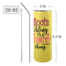 Load image into Gallery viewer, Boots &amp; Bling 20oz Tall Skinny Tumbler with Lid and Straw
