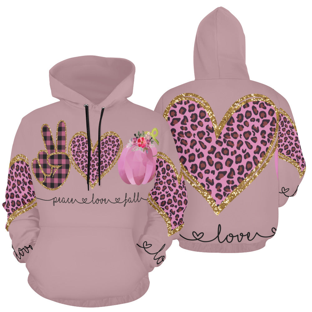 Peace Love Fall All Over Print Hoodie for Unisex (USA Size) (Model H13)