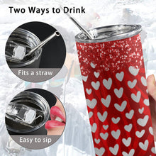 Load image into Gallery viewer, Red Heart 20oz Tall Skinny Tumbler with Lid and Straw
