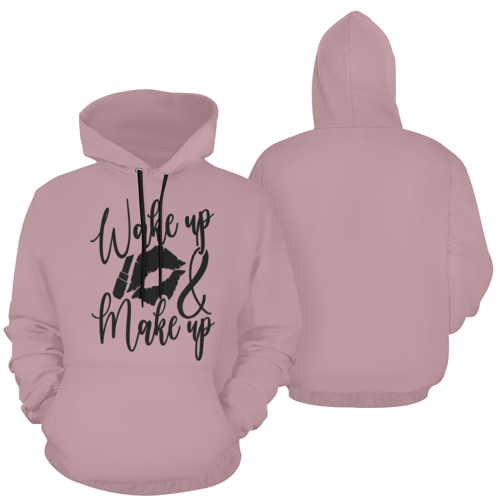 Wake Up Make Up All Over Print Hoodie for unisex (USA Size) (Model H13)