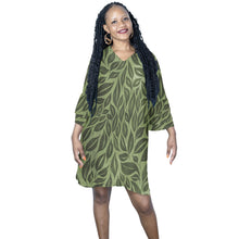 Load image into Gallery viewer, Green Leaves Half Sleeves V-Neck Mini Dress (Model D63)
