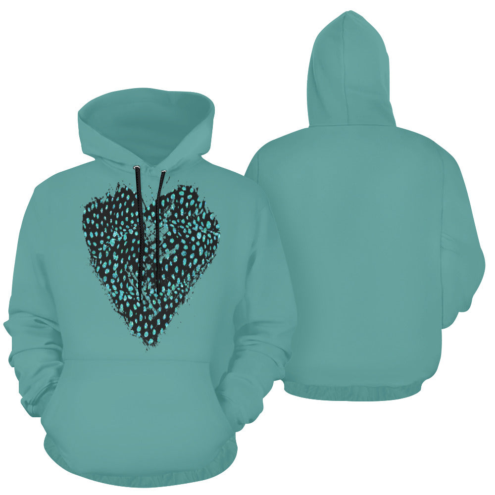 Black and Teal - Cheetah All Over Print Hoodie for Unisex  (USA Size) (Model H13)