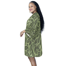 Load image into Gallery viewer, Green Leaves Half Sleeves V-Neck Mini Dress (Model D63)
