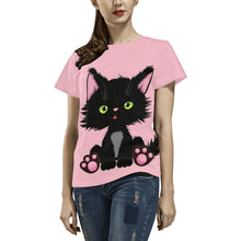 Load image into Gallery viewer, Cat All Over Print T-Shirt for Women (USA Size) (Model T40)
