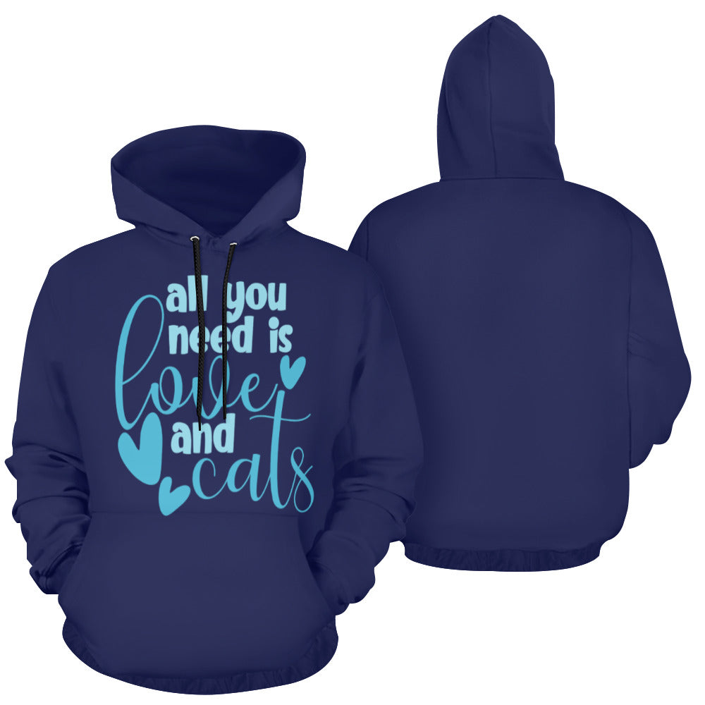 Love and Cats All Over Print Hoodie for Unisex (USA Size) (Model H13)