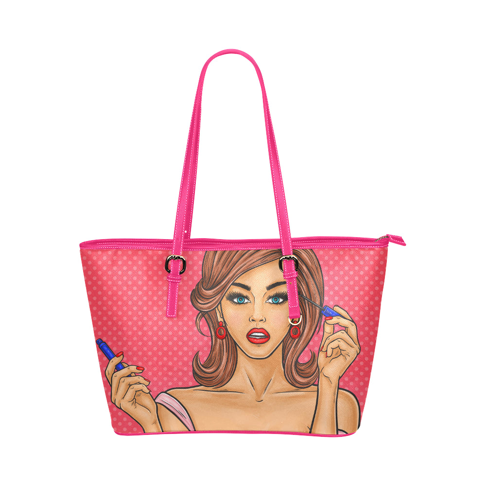 170 Pop Art 2 Leather Tote Bag/Small (Model 1651)