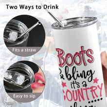 Load image into Gallery viewer, Boots &amp; Bling 20oz Tall Skinny Tumbler with Lid and Straw
