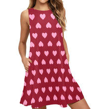 Load image into Gallery viewer, Hearts Sleeveless A-Line Pocket Dress (Model D57)
