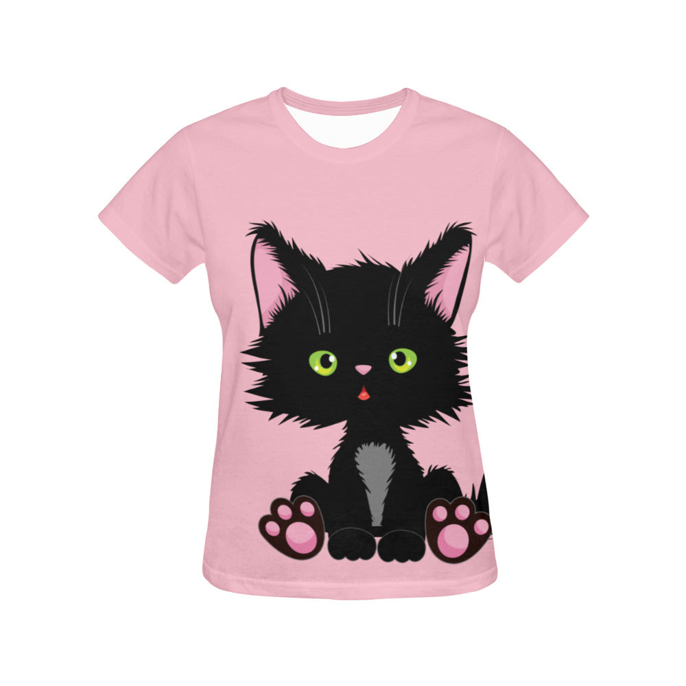 Cat All Over Print T-Shirt for Women (USA Size) (Model T40)