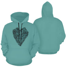 Load image into Gallery viewer, Black and Teal - Jaguar - Heart All Over Print Hoodie for Unisex (USA Size) (Model H13)
