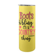 Load image into Gallery viewer, Boots &amp; Bling 20oz Tall Skinny Tumbler with Lid and Straw
