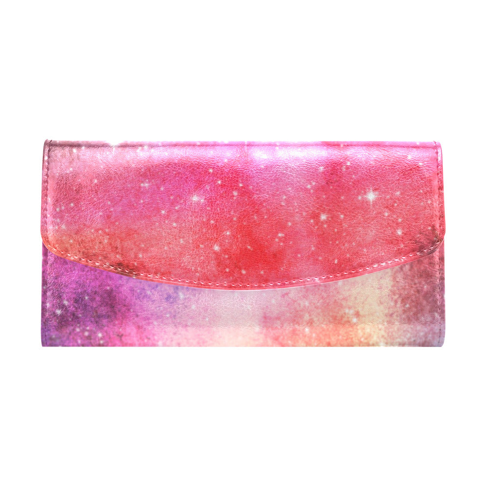 Pink galaxy Women's Flap Wallet (Model 1707)