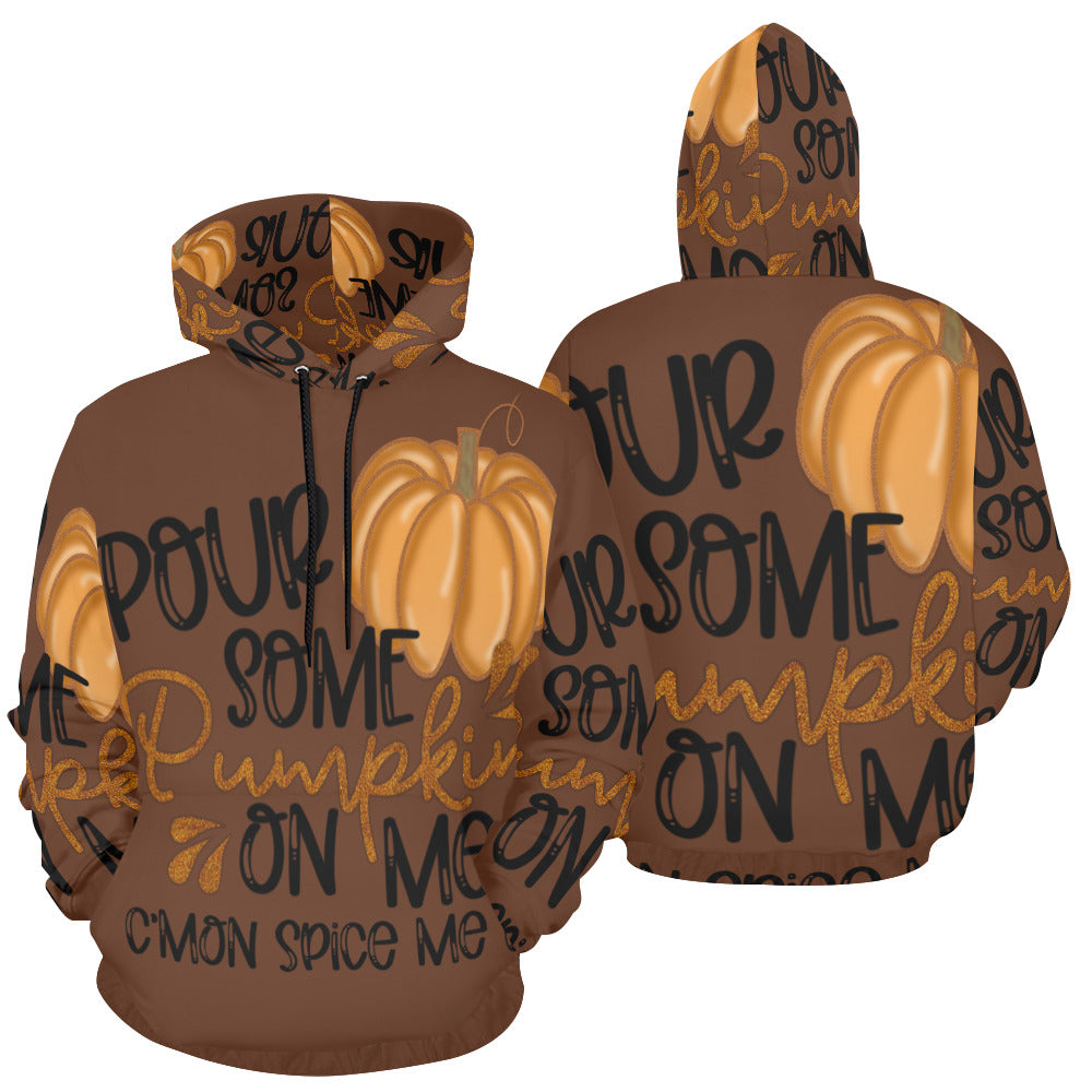 Brown- PourSomePumpkinOnMe All Over BBB Print Hoodie for Unisex (USA Size) (Model H13)