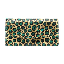 Load image into Gallery viewer, Teal and gold leopard Women&#39;s Flap Wallet (Model 1707)
