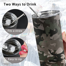 Load image into Gallery viewer, Camo 20oz Tall Skinny Tumbler with Lid and Straw
